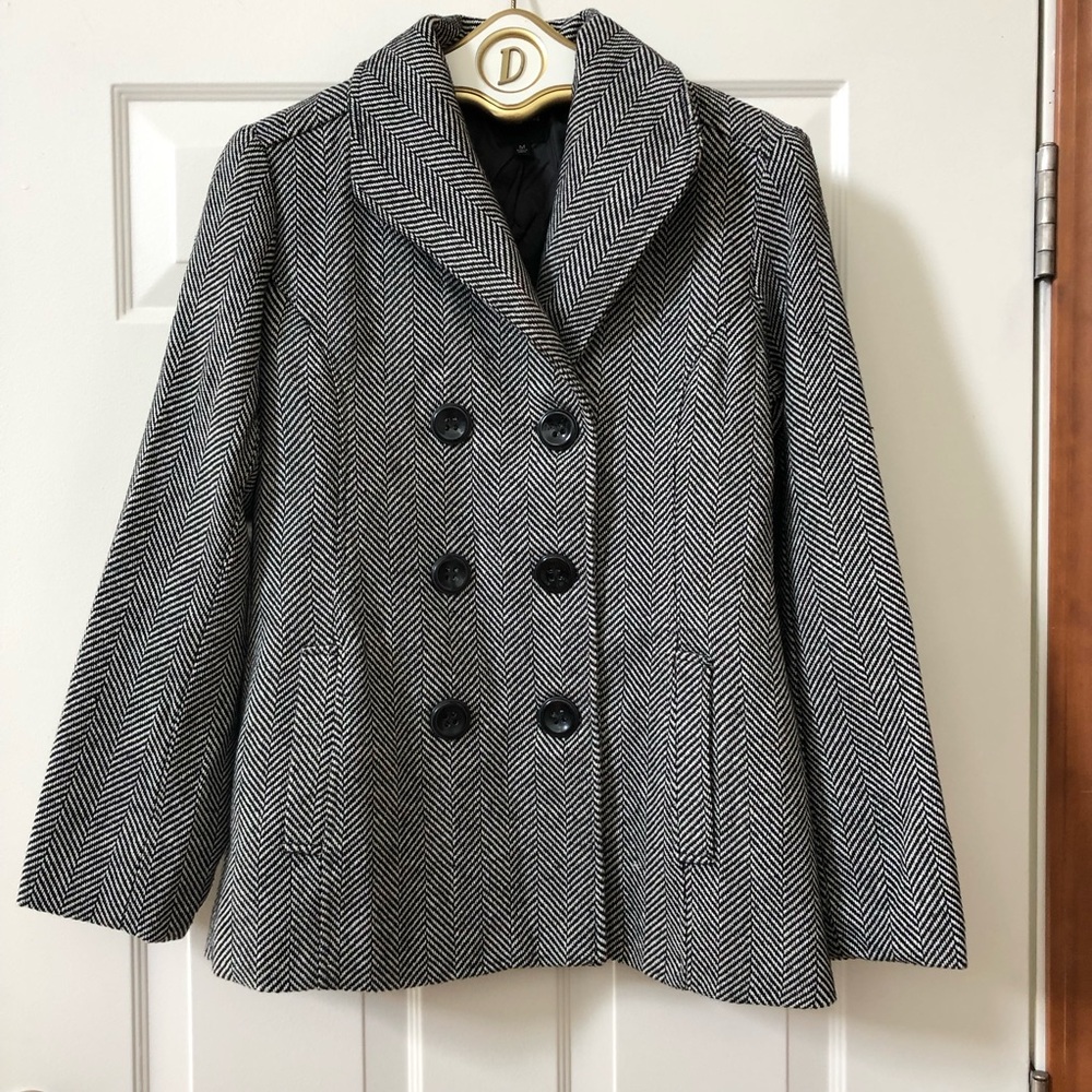 NWOT - Rampage Double Breasted B&W Houndstooth Jacket w/Shawl Collar - Size M